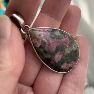Eudialyte Eudialite pink red black pendant necklace crystal gemstone heartchakra